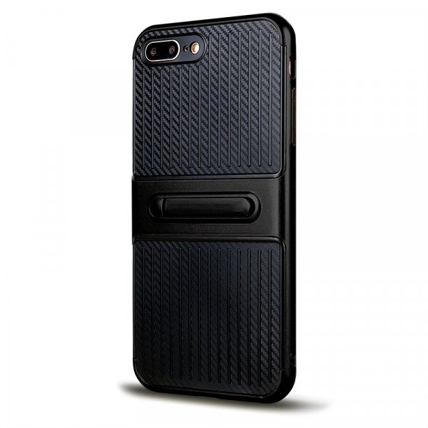 Wholesale iPhone 7 Slim Fit Kickstand Hybrid Case (Black)